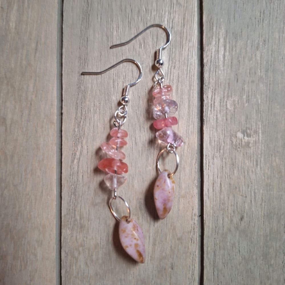 Tourmaline Crystal Sterling Silver Dangle Earrings Boho Chic Coquette Hippie